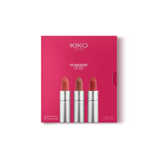 kiko-milano-powdery-lip-set-01-set-makeup-con-3-rossetti-powder-power-dal-finish image 1